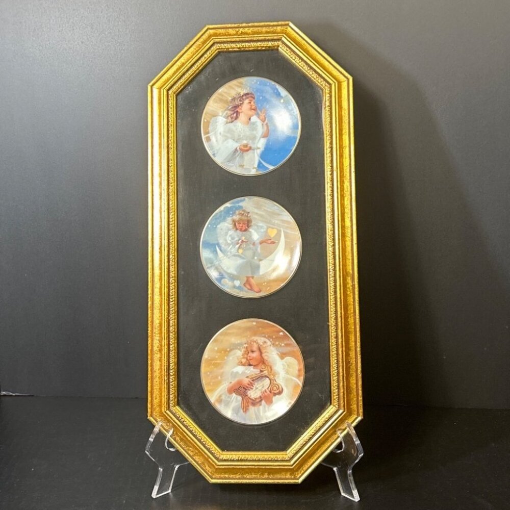 Vintage Donald Zolan Collector Plates in Framed - Angel Heavenly Harp Song